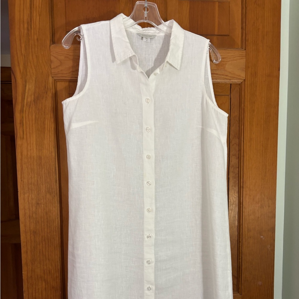 Garnet Hill Classic Linen Shirtdress Size 8